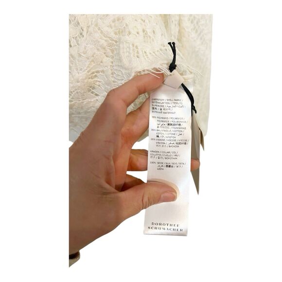 Dorothee Schumacher Causal Romance Lace Button Down Blouse NWT Sz M Powder White - Picture 7 of 13